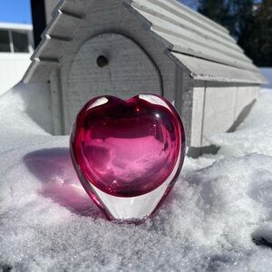 BE MY VALENTINE! 
Hand Blown Art Glass Heart – Bud Vase, Heavy Studio Piece